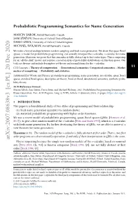 Probabilistic Programming Semantics for Name Generation