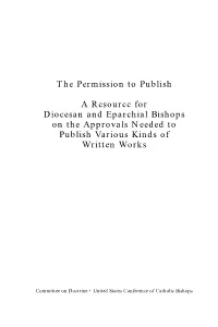 The Permission to Publish a Resource for Diocesan and Eparchial