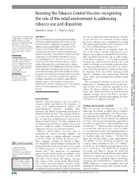Boosting the Tobacco Control Vaccine: Recognizing the Role of the Retail Environment in Addressing Tobacco Use Anddisparities