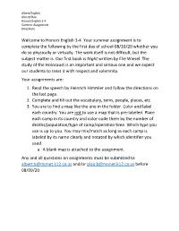 Honors English 3-4. Your Summer Assignment Is to Complete the Following by the First Day of School 08/10/20 Whether You Do So Physically Or Virtually