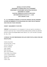 Joint Memorandum and Circular on Dive Sites