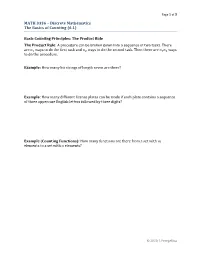 MATH 3336 – Discrete Mathematics the Basics of Counting (6.1) Basic