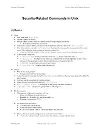 Security-Related Commands in Unix