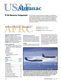 Usafalmanac ■ Air Reserve Component the Air Reserve Component Comprises Two Elements, Air Force Reserve Command and the Air National Guard