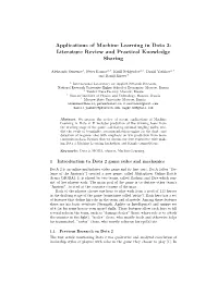 Applications of Machine Learning in Dota 2: Literature Review and Practical Knowledge Sharing