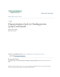 Characterization of Poly (Rc) Binding Protein (Pcbp2) and Frataxin Sudipa Ghimire-Rijal Wayne State University