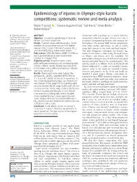Epidemiology of Injuries in Olympic-Style Karate Competitions
