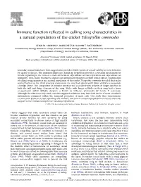 Immune Function Reflected in Calling Song Characteristics in a Natural