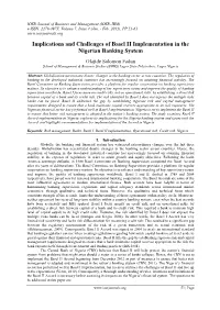 Implications and Challenges of Basel II Implementation in the Nigerian Banking System