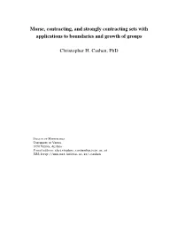 Morse, Contracting, and Strongly Contracting Sets with Applications to Boundaries and Growth of Groups