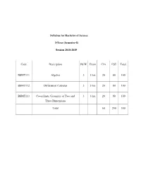 Syllabus for Bachelor of Science I-Year (Semester-I) Session 2018