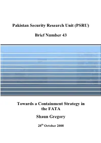 Towards a Containment Strategy in the FATA