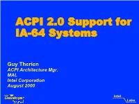 ACPI 2.0 Support for IA-64 Systems