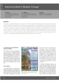 Astronomy Week in Madeira, Portugal Best Practices Best