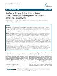 Bacillus Anthracis' Lethal Toxin Induces Broad Transcriptional Responses In