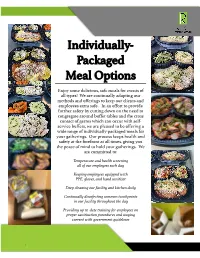 Menu of Individually Packaged Meals