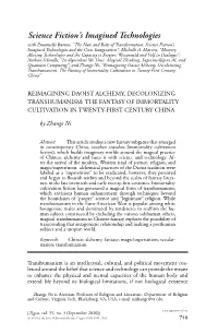 REIMAGINING DAOIST ALCHEMY, DECOLONIZING TRANSHUMANISM: the FANTASY of IMMORTALITY CULTIVATION in TWENTY&#X02010