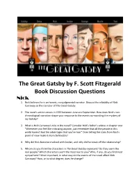 The Great Gatsby by F. Scott Fitzgerald Book Discussion Questions Nick 1