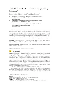 A Certified Study of a Reversible Programming Language