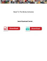 Back to the Bricks Schedule