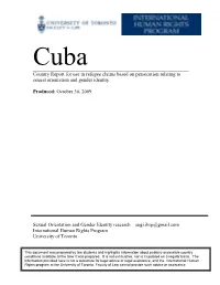 Cuba Country Report for Use in Refugee Claims Based on Persecution Relating to Sexual Orientation and Gender Identity