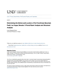 Determining the Motion and Location of the Frenchman Mountain Fault, Las Vegas, Nevada: a Paired Basin Analysis and Structural Analysis