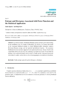 Entropy and Divergence Associated with Power Function and the Statistical Application