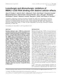 Inhibitors of MBNL1-CUG RNA Binding with Distinct Cellular Effects Jason W