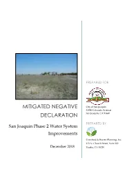 Mitigated Negative Declaration San Joaquin Phase 2 Water System Improvements