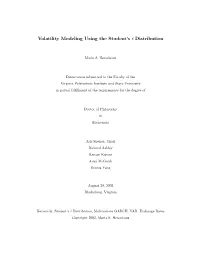 Volatility Modeling Using the Student's T Distribution
