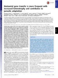 Horizontal Gene Transfer Is More Frequent with Increased
