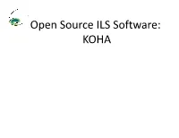 Open Source ILS Software: KOHA