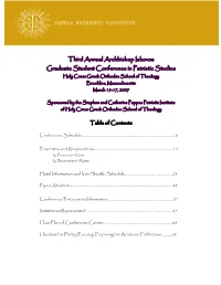 Third Annual Archbishop Iakovos Graduate Student Conference In