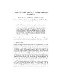 Unique Signature with Short Output from CDH Assumption