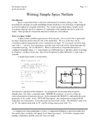 Writing Simple Spice Netlists