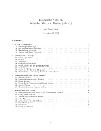 Incomplete Notes on Fraleigh's Abstract Algebra (4Th Ed.)