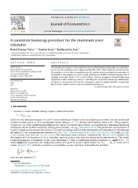 Journal of Econometrics a Consistent Bootstrap Procedure for The