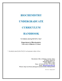 Revisions to the Biochemistry Curriculum