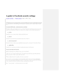 A Guide to Facebook Security Settings