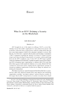 Defining a Security on the Blockchain