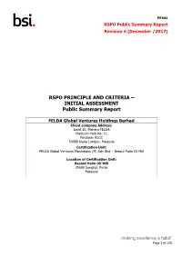 RSPO P and C Public Summary Report Template