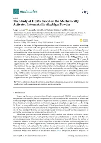 The Study of Hems Based on the Mechanically Activated Intermetallic Al12mg17 Powder