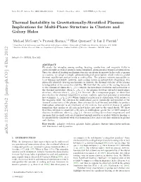 Thermal Instability in Gravitationally-Stratiﬁed Plasmas: Implications for Multi-Phase Structure in Clusters and Galaxy Halos