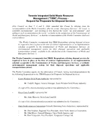 Toronto Integrated Solid Waste Resource Management ("TIRM") Process - Request for Proposals for Disposal Services