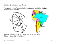 Graphs and Trees a Graph Is a Set of Objects (Called Vertices Or Nodes)