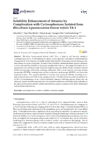 Solubility Enhancement of Atrazine by Complexation with Cyclosophoraose Isolated from Rhizobium Leguminosarum Biovar Trifolii TA-1