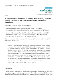 Synthesis and 5Α-Reductase Inhibitory Activity of C21 Steroids Having 1,4-Diene Or 4,6-Diene 20-Ones and 4-Azasteroid 20-Oximes