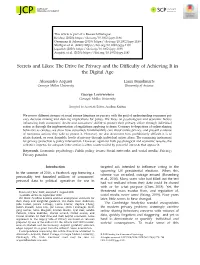 The Drive for Privacy and the Difficulty of Achieving It in the Digital