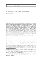 A Repository of Unix History and Evolution