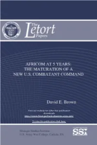 AFRICOM at 5 Years: the Maturation of a New US Combatant Command